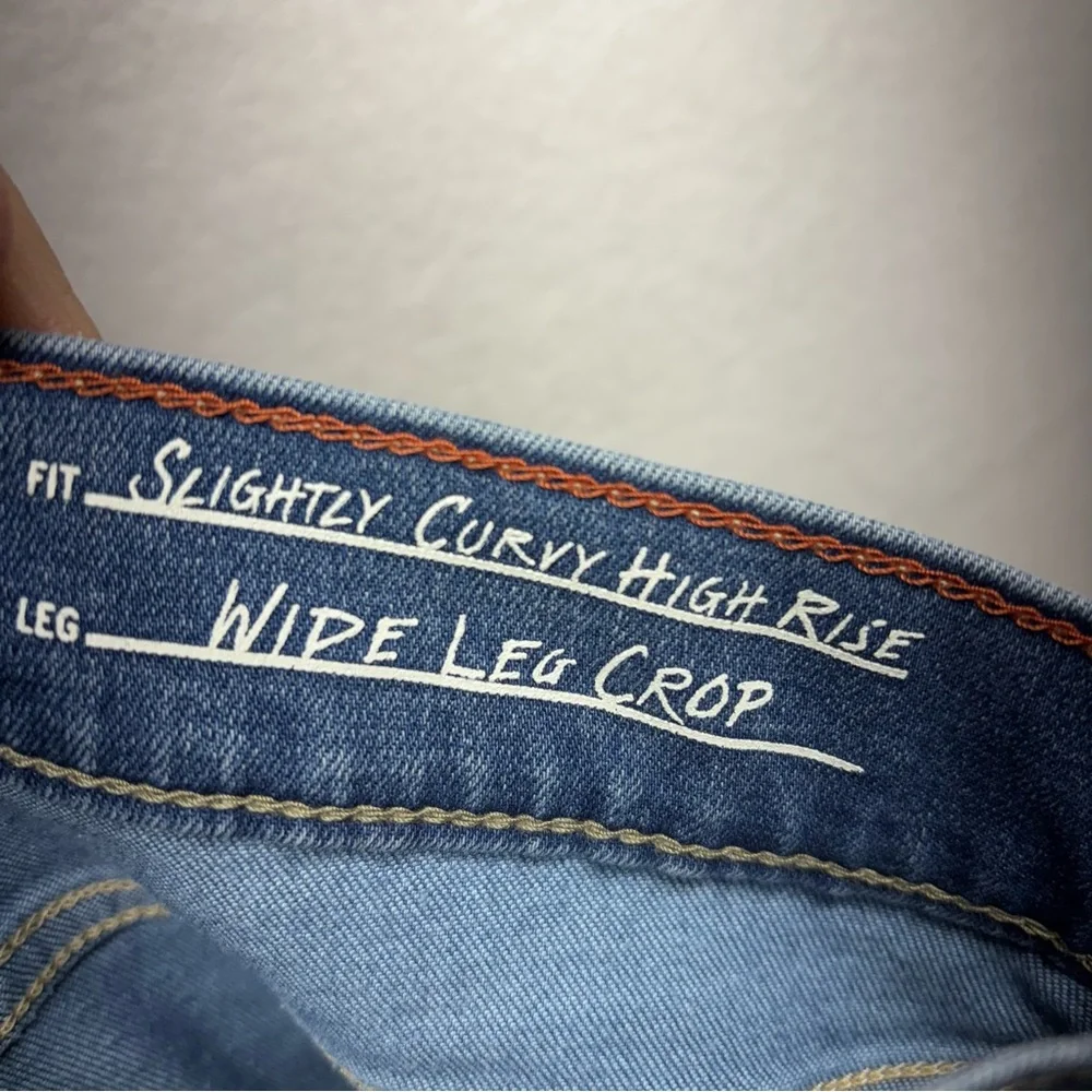 Eddie‎ Bauer Womens 8 High Rise Wide Leg Crop Jeans Medium Wash